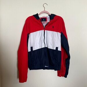 Polo Red and White Windbreaker Jacket Size M